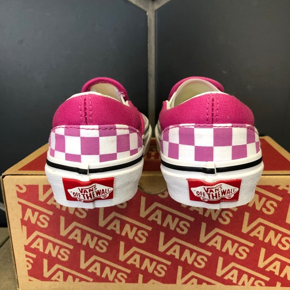 Kids Vans Classic Slip-On Checkerboard Raspberry - Picture 4 of 6